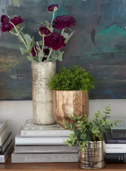 4in Tall Oxidized Champagne Mercury Glass Vase