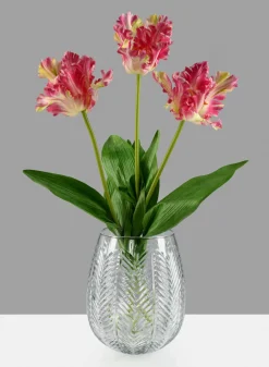 9in Tall Palm Etched Glass Balloon Vase
