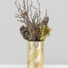 5.75in Tall Palm Etched Gold Mercury Glass Cylinder