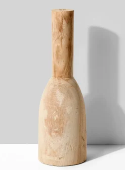14.5in Tall Paulownia Wood Bottle Vase, Set of 2