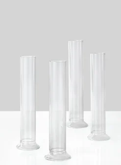 8in Tall Pedestal Glass Bud Vase, Set of 4