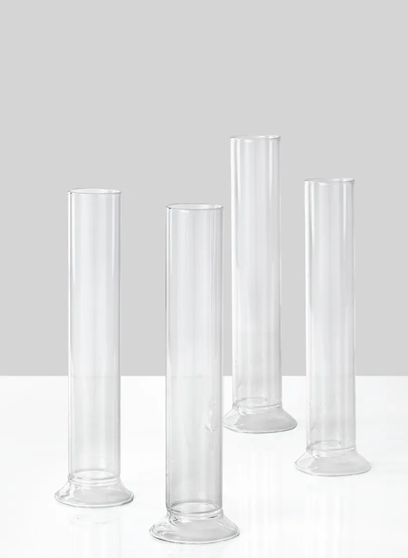 8in Tall Pedestal Glass Bud Vase, Set of 4