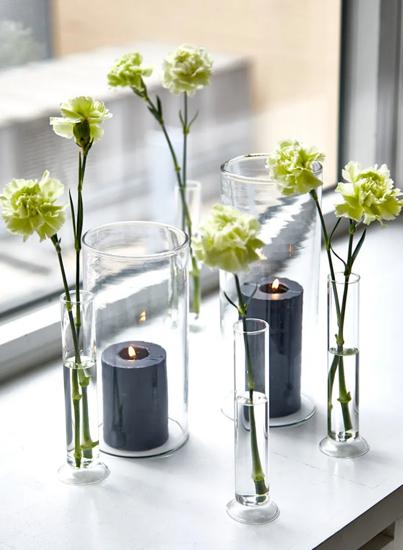 8in Tall Pedestal Glass Bud Vase, Set of 4