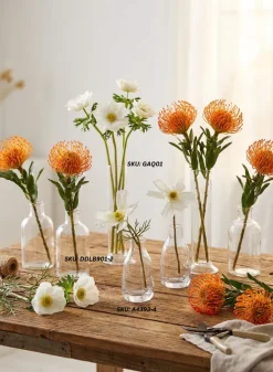 8in Tall Pedestal Glass Bud Vase, Set of 4