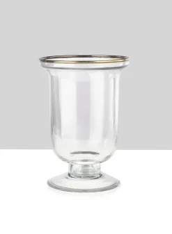 5.75in Tall Pedestal Glass Vase With Gold Rim