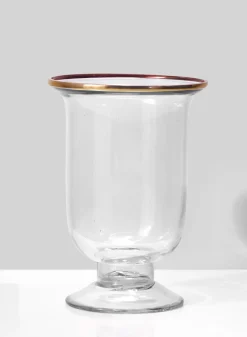 5.75in Tall Pedestal Glass Vase With Gold Rim