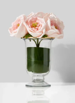 5.75in Tall Pedestal Glass Vase With Gold Rim