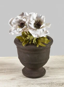 6in Tall Petra Aged Brown Urn