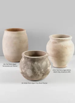 9in Tall Petra Aged Terracotta Jar Planter
