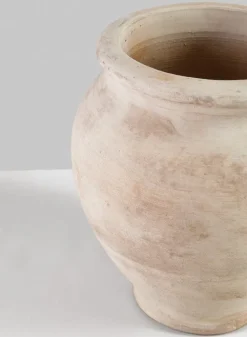 8.5in Tall Petra Aged White Wash Clay Amphora URN