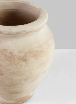 8.5in Tall Petra Aged White Wash Clay Amphora URN