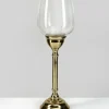 15in Tall Petra Gold Metal Candlestick with Glass