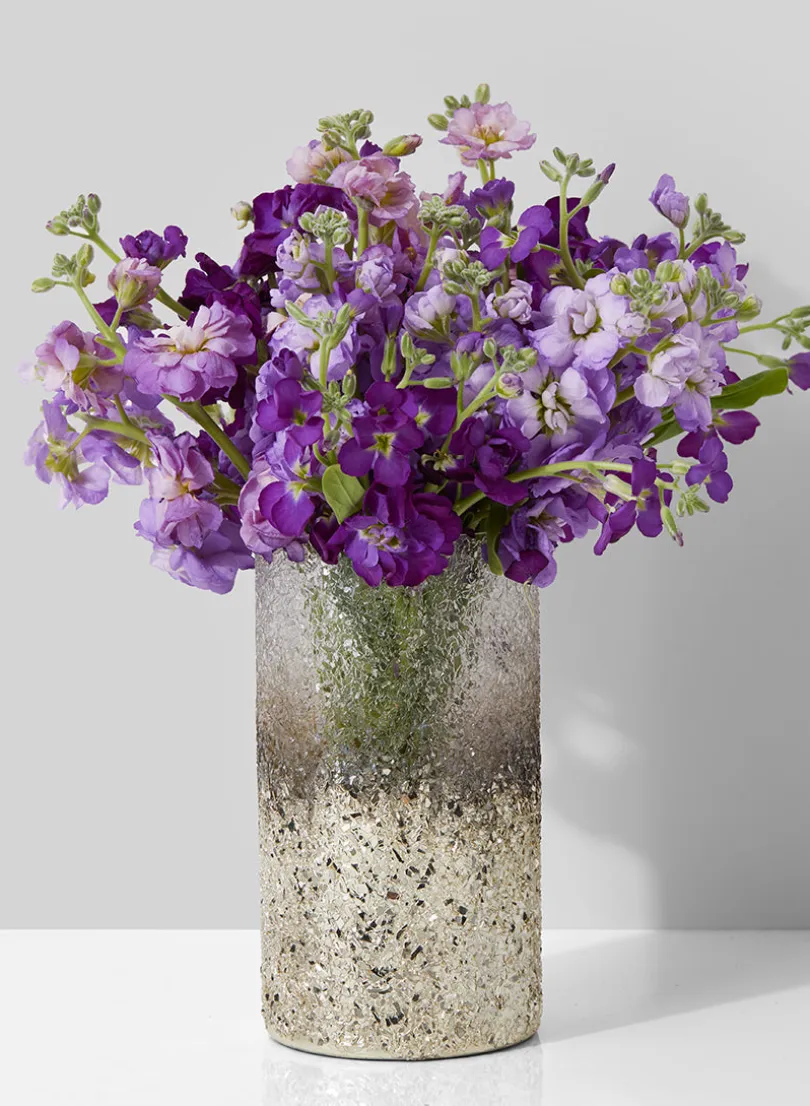 6½in Tall Pewter Ombre Glass Vase
