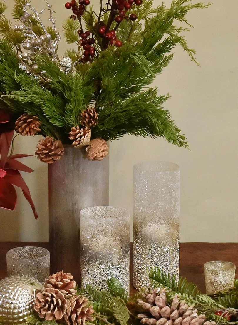 6½in Tall Pewter Ombre Glass Vase