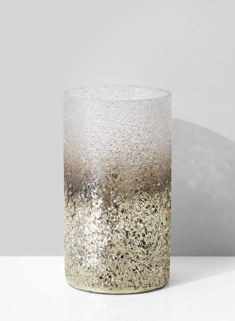 6½in Tall Pewter Ombre Glass Vase