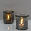 3.5in Tall Pierre Grey Luster Glass Votive Holder, Set of 2