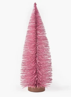 10in Tall Pink Frost Glittered Tabletop Christmas Tree, Case of 12