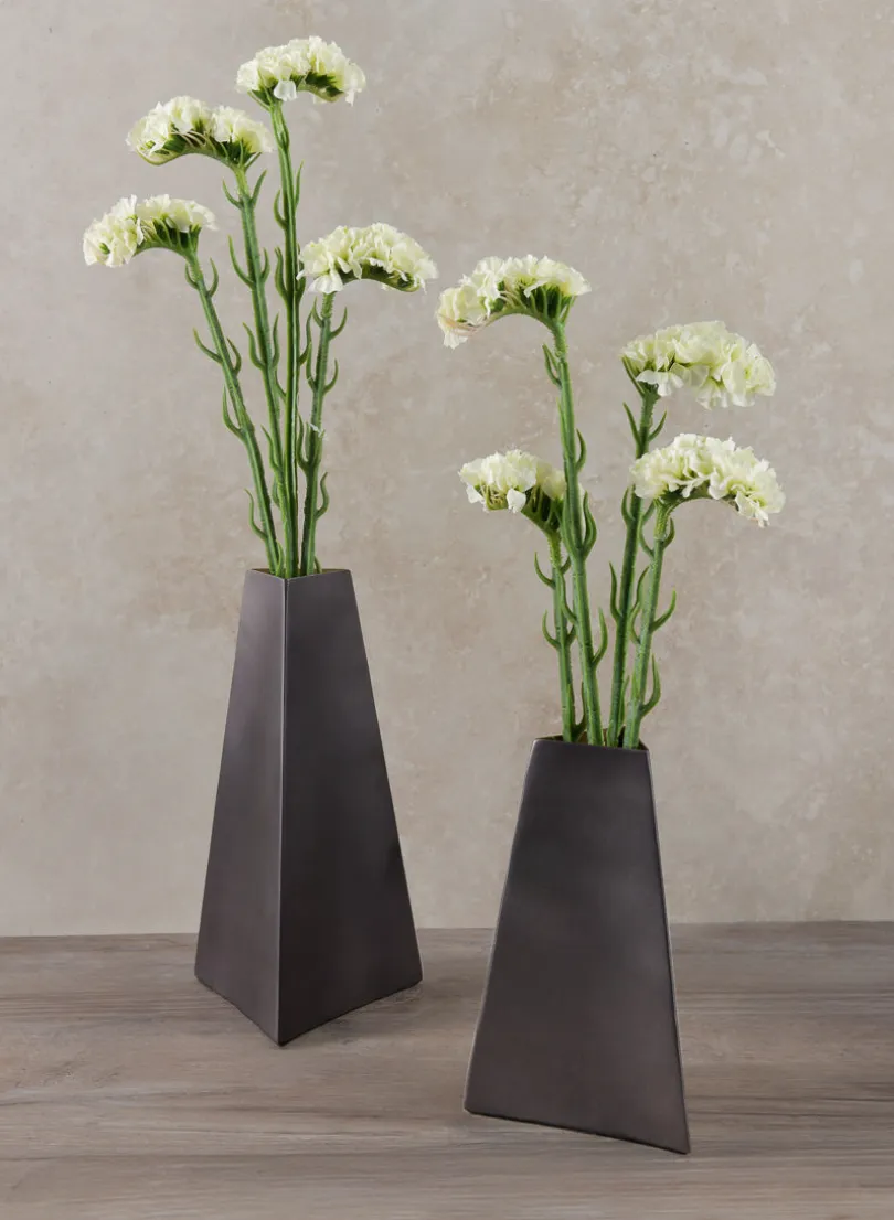 6.75in Tall Pisa Triangle Stainless Steel Vase