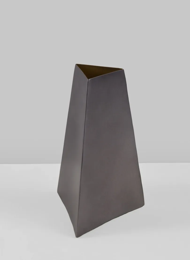 6.75in Tall Pisa Triangle Stainless Steel Vase