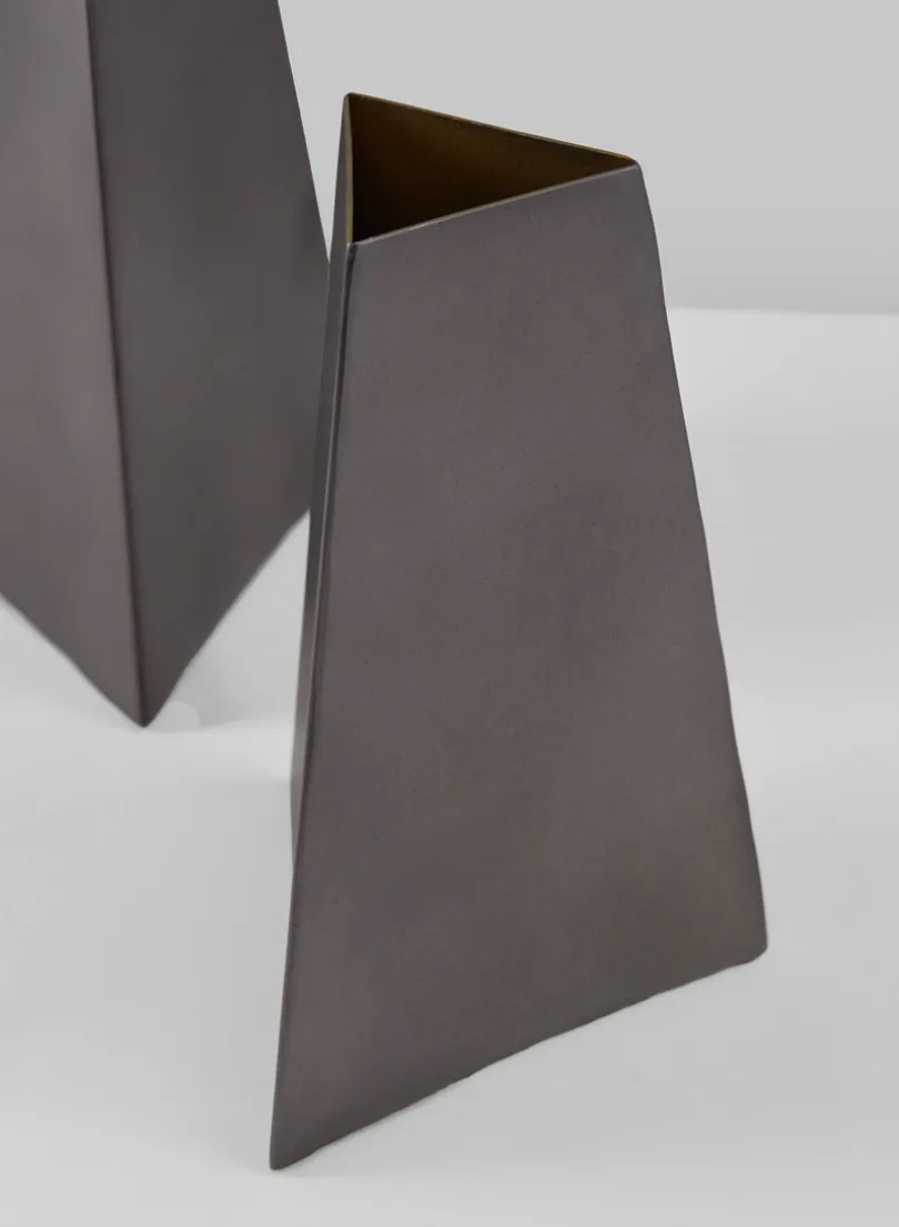 6.75in Tall Pisa Triangle Stainless Steel Vase