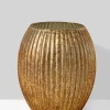 6in Tall Pleated Amber Glass Vase