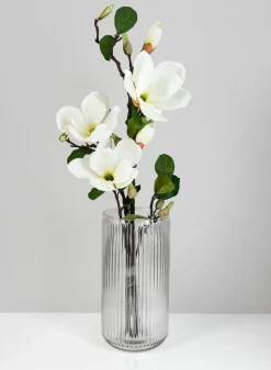 11in Tall Pleated Clear Glass Vase
