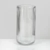 8in Tall Pleated Clear Glass Vase