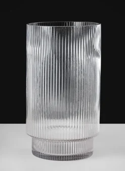 11in Tall Pleated Glass Cylinder