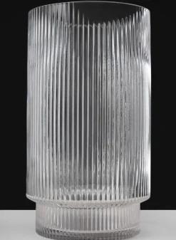 11in Tall Pleated Glass Cylinder