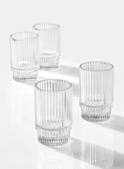 3.75in Tall Pleated Glass Votive Holder, Set of 4