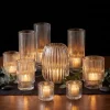 6.25in Tall Pleated Glass Votive Holder, Set of 4