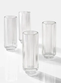 6.25in Tall Pleated Glass Votive Holder, Set of 4