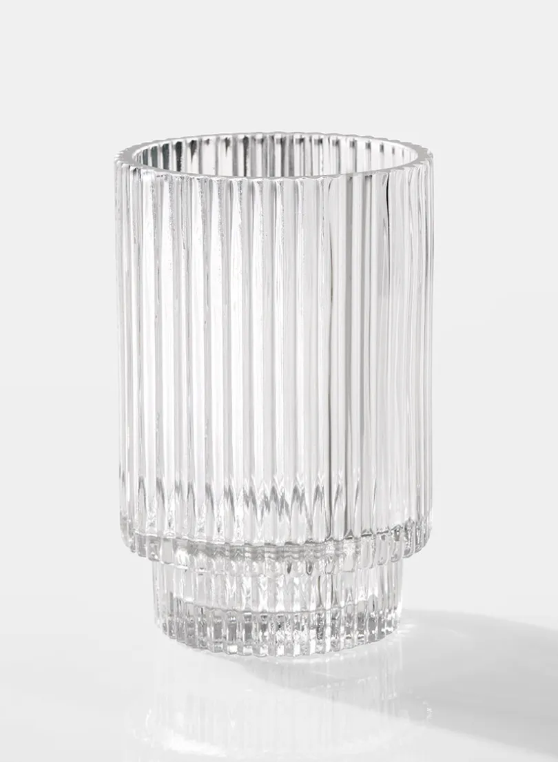 5in Tall Pleated Glass Votive Holder