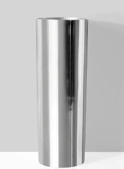 17in Tall Polished Aluminum Cylinder Vase