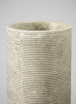 11in Tall Porto Aged Natural Stoneware Ceramic Cylinder