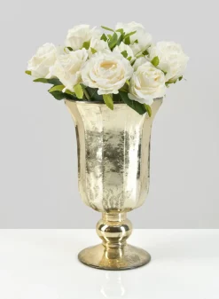 8in Tall Provence Antique Gold Glass Urn