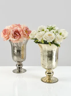 8in Tall Provence Antique Gold Glass Urn