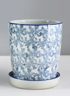 8in Tall Provence Ceramic Planter with Saucer