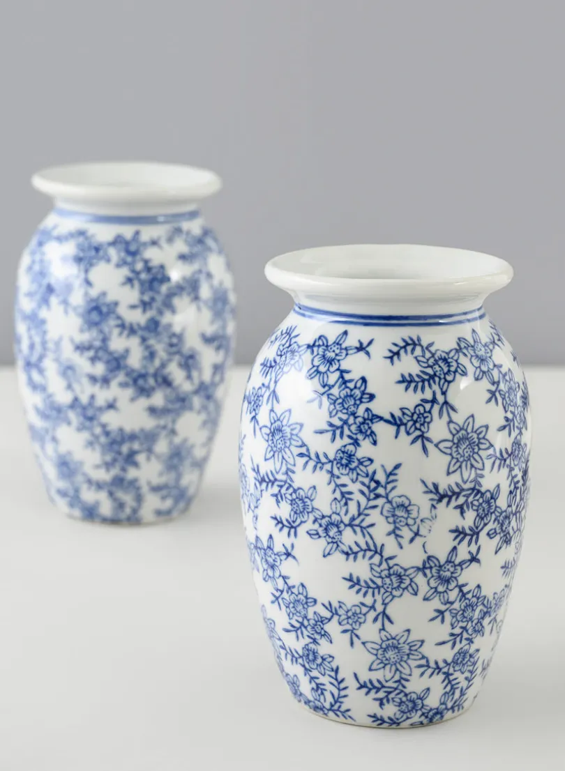 6in Tall Provence Ceramic Vase, Set of 2