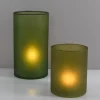 8.5in Tall Puebla Mexican Green Frost Glass Cylinder