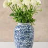 11in Tall Qing Dynasty Blue Floral Ceramic Vase