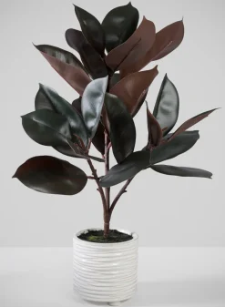 26in Tall Real Touch Real Look Rubber Tree in Ceramic Pot