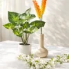 22in Tall Real Touch 9 Stem Green Caladium in White Cement Pot