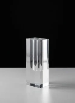 6in Tall Rectangle Crystal Glass Vase