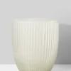 6.75in Tall Ribbed White Frost Glass Vase