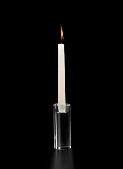 5in Tall Round Crystal Block Taper Candle Holder