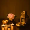 5.5in Tall Rustic Brass Hexagon Lantern
