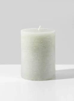 4in Tall Rustic Cement Green Pillar Candle