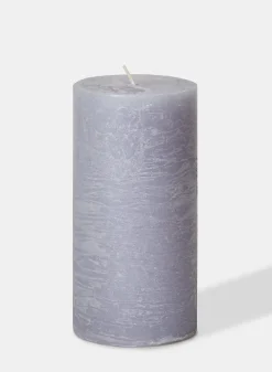 6in Tall Rustic Cement Grey Pillar Candle