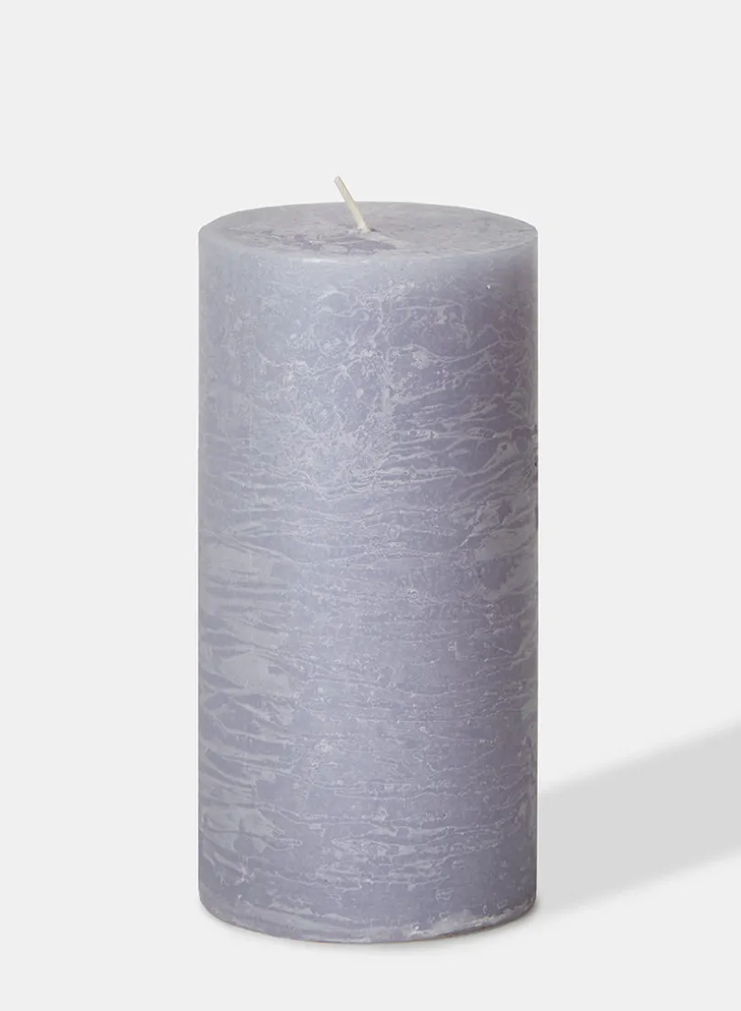 6in Tall Rustic Cement Grey Pillar Candle